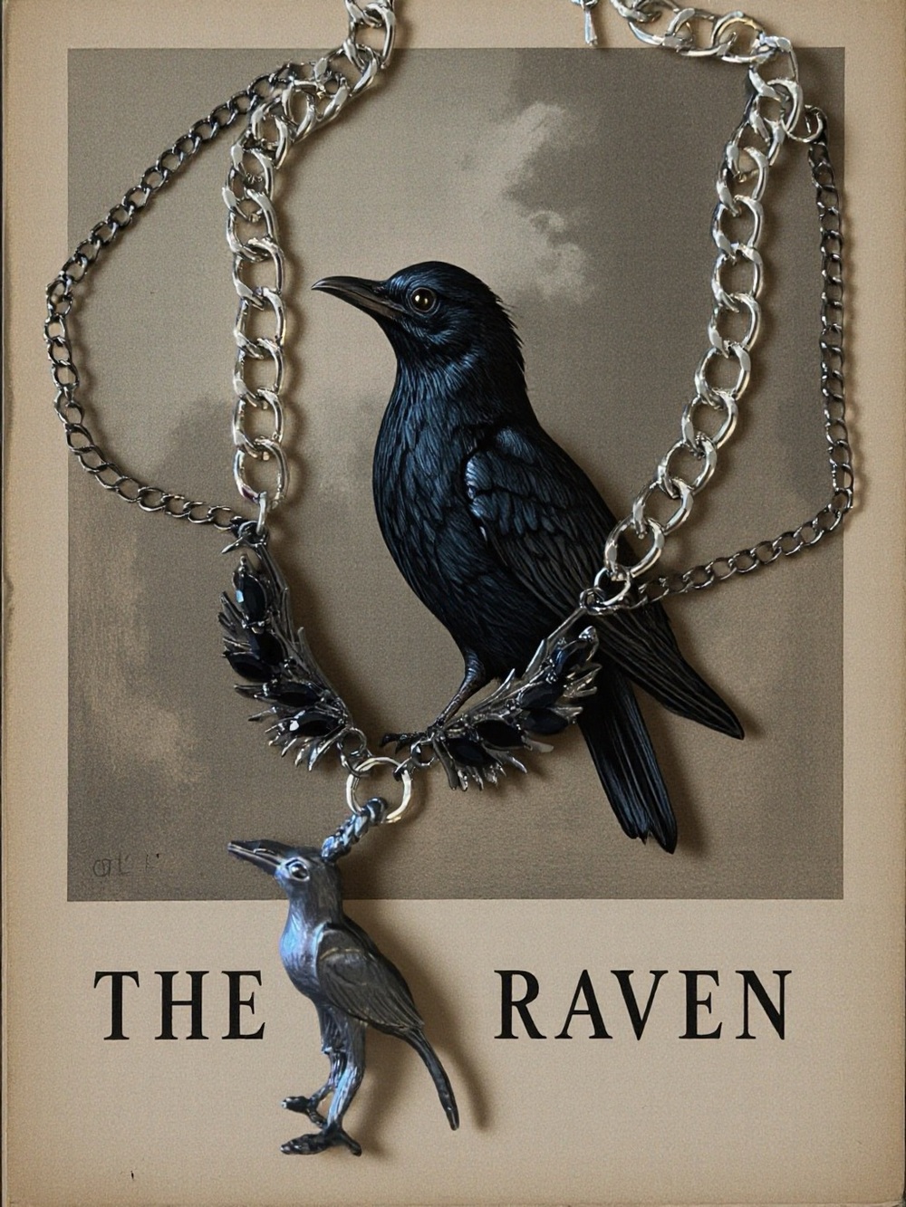 Black Raven Pendant Bird Necklace